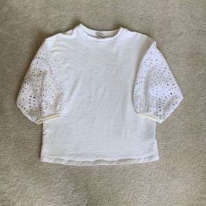 Target A New Day White Eyelet Sleeve Tee size S